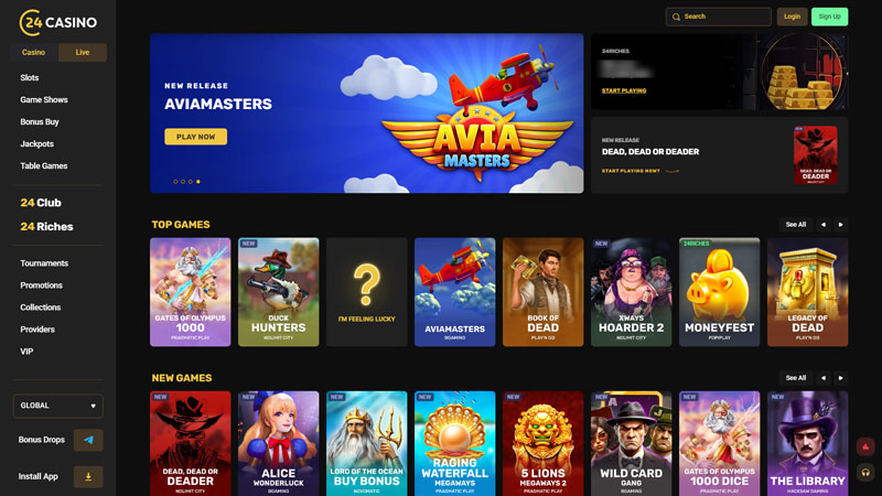 24casino lobby screenshot