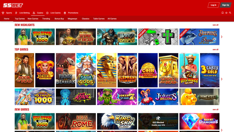 55bet slots screenshot