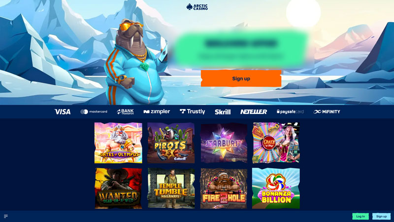 arctic-casino lobby screenshot