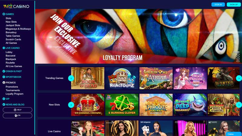 art-casino lobby screenshot