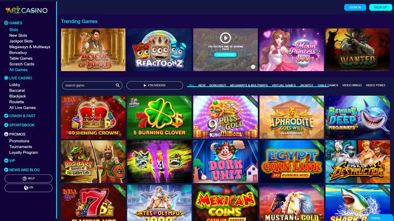 art-casino slots screenshot