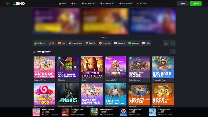 asino lobby screenshot