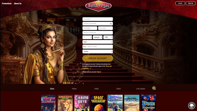 bella-vegas-casino lobby screenshot