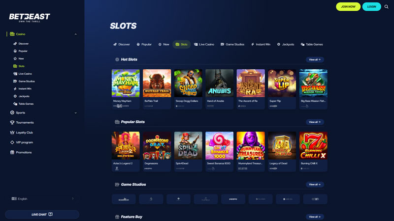 betbeast slots screenshot