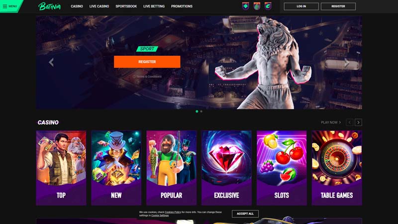 betinia lobby screenshot