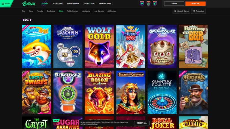 betinia slots screenshot