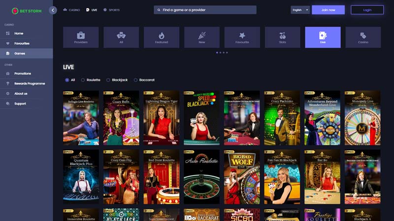 betstorm live screenshot