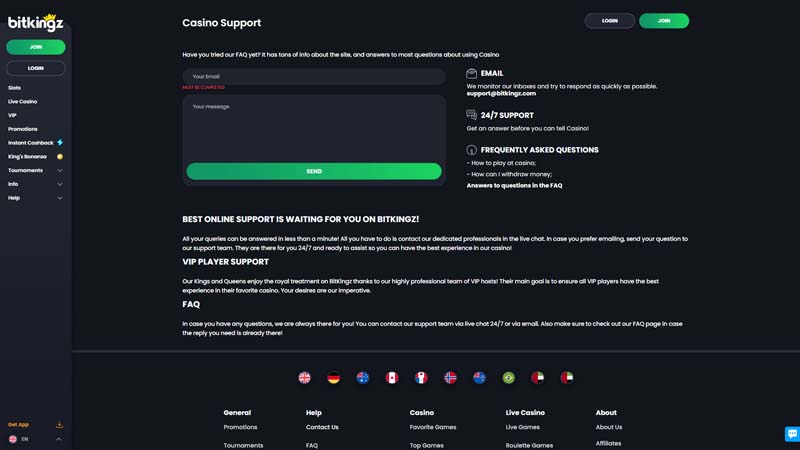 bitkingz support screenshot