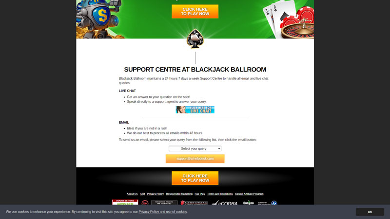 blackjack-ballroom support screenshot