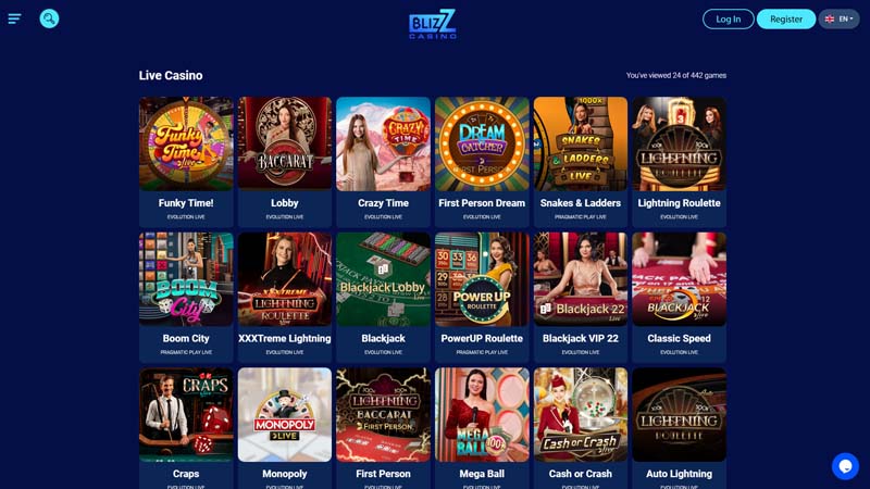 blizz-casino live screenshot