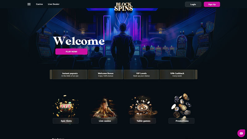 blockspins lobby screenshot