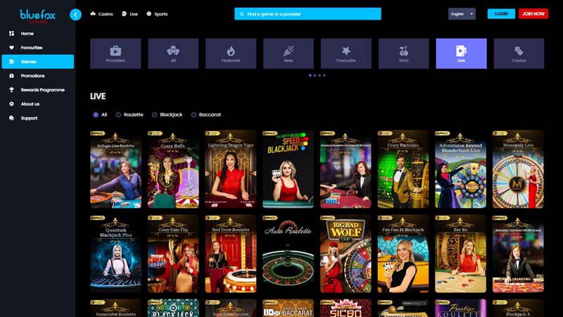 bluefox-casino live screenshot