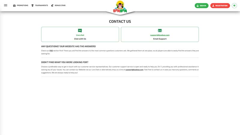 Thumbnail boaboa-casino support