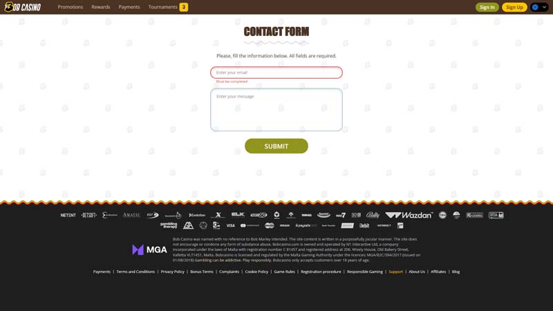 Thumbnail bob-casino support