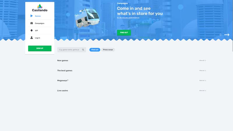 casilando-casino lobby screenshot