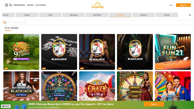 casimba-casino live screenshot