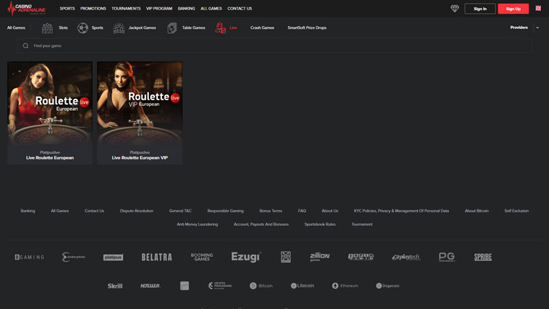 casino-adrenaline live screenshot