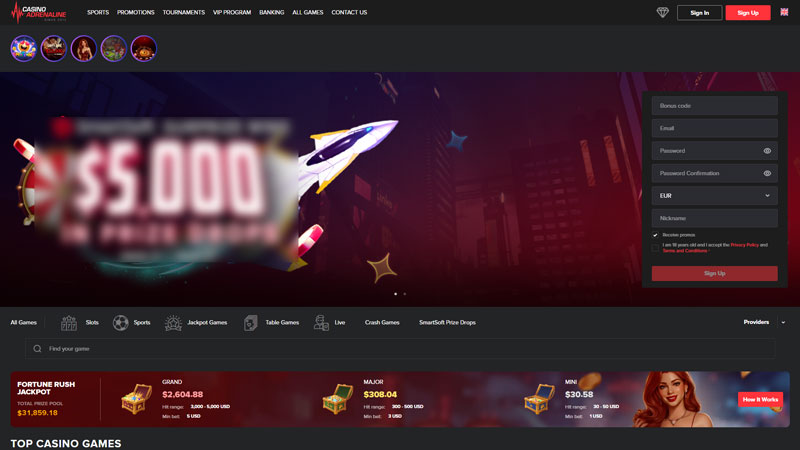 casino-adrenaline lobby screenshot