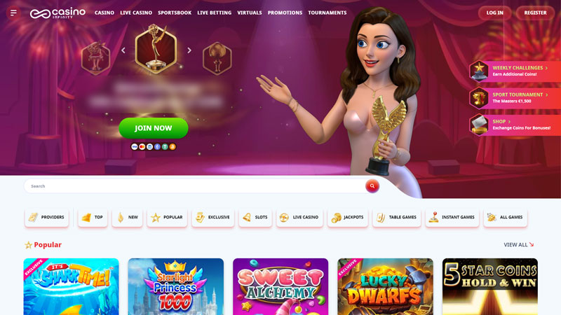 casino-infinity lobby screenshot