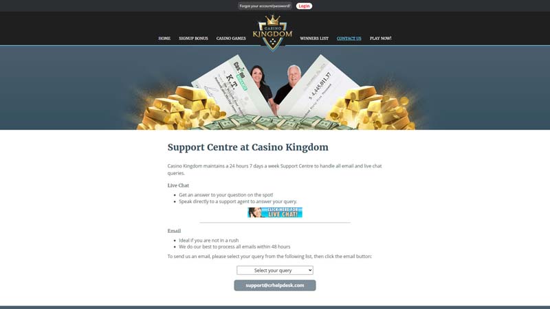 casino-kingdom support screenshot