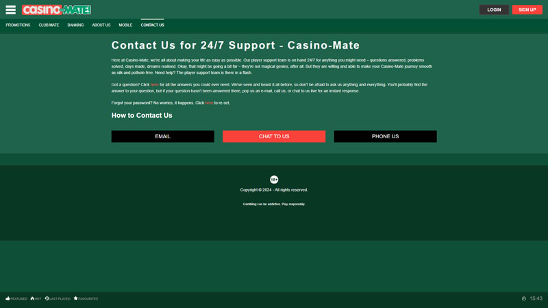 Thumbnail casino-mate support
