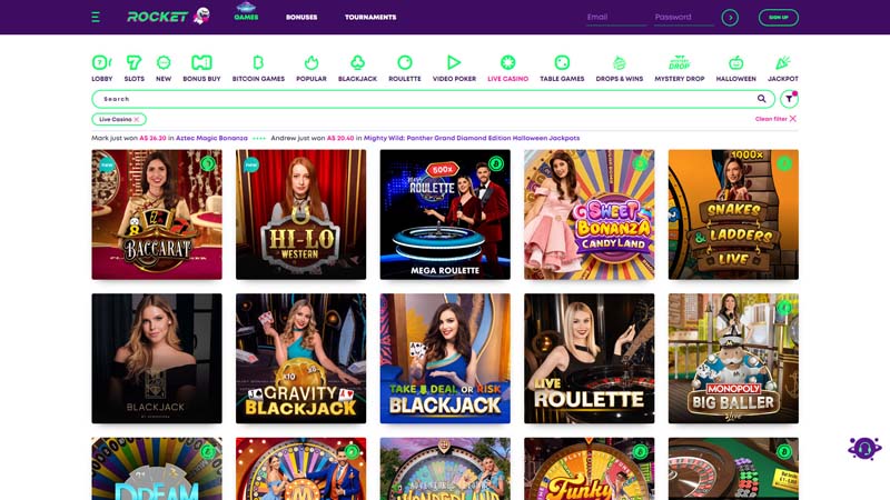 casino-rocket live screenshot