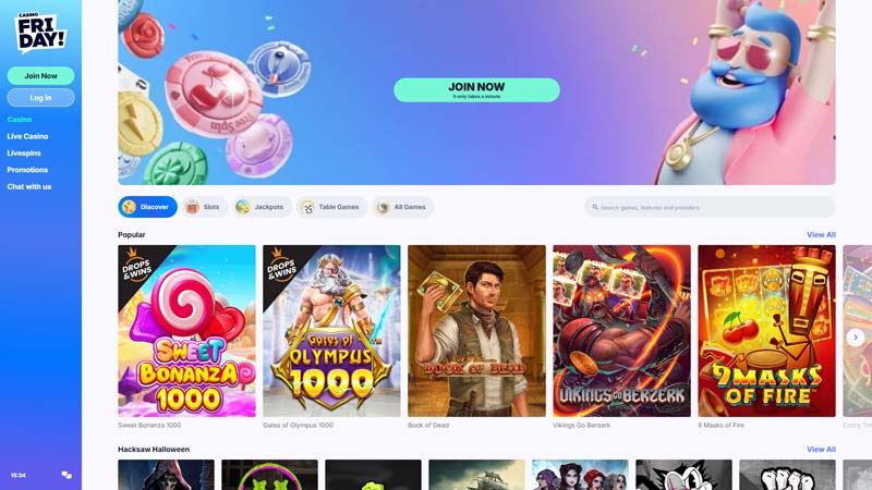 casinofriday lobby screenshot