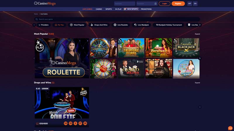 casinomega live screenshot