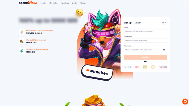 casinovibes lobby screenshot