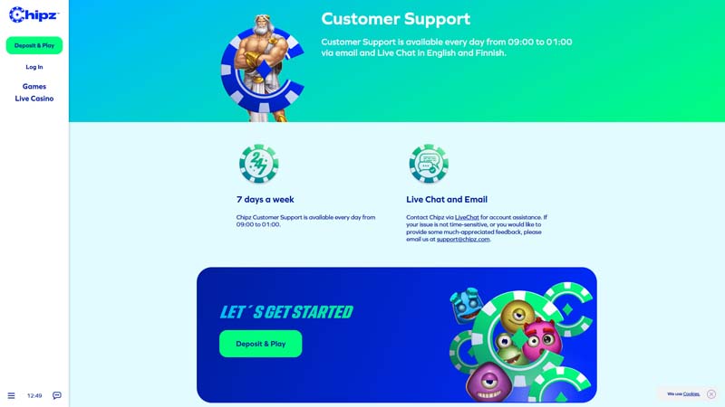 chipz support screenshot