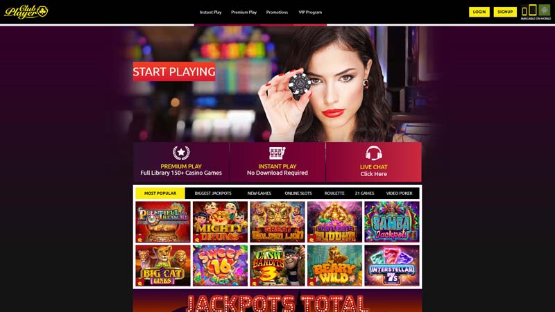 club-player-casino lobby screenshot
