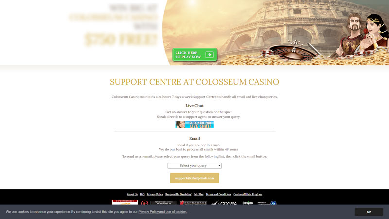 colosseum-casino support screenshot