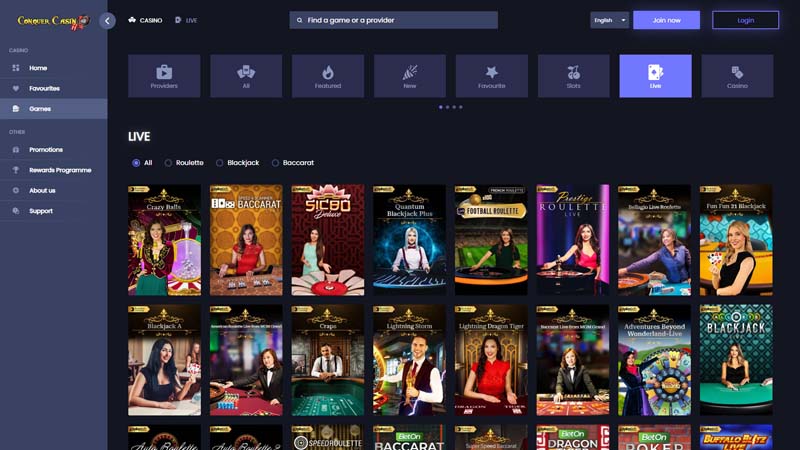 conquer-casino live screenshot
