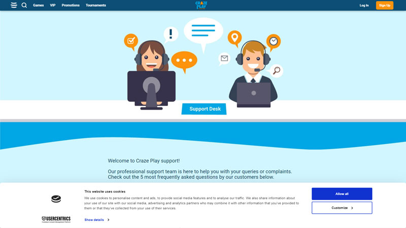 crazeplay support screenshot
