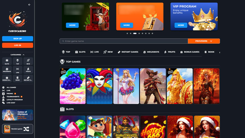 cusco-casino lobby screenshot