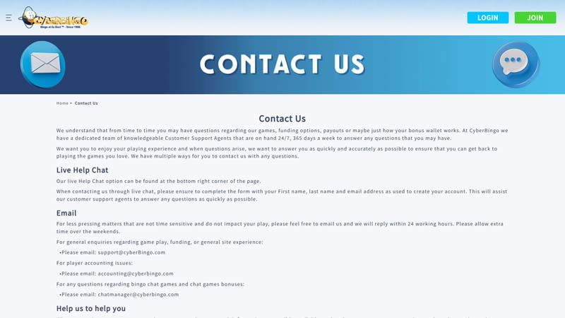 Thumbnail cyberbingo-casino support