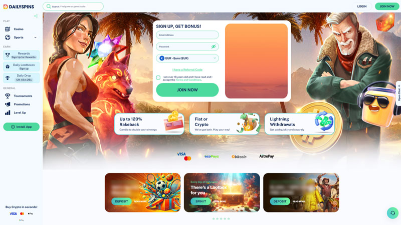 dailyspins lobby screenshot