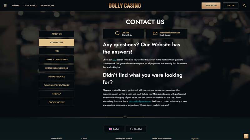 Thumbnail dollycasino support