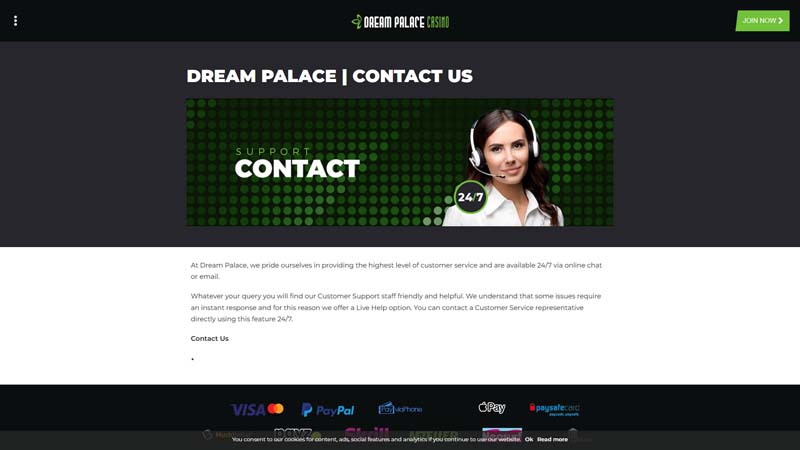 dream-palace-casino support screenshot