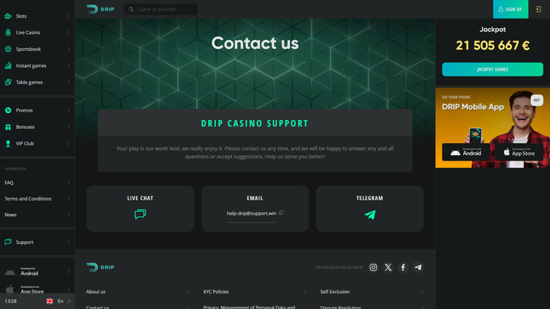 Thumbnail drip support