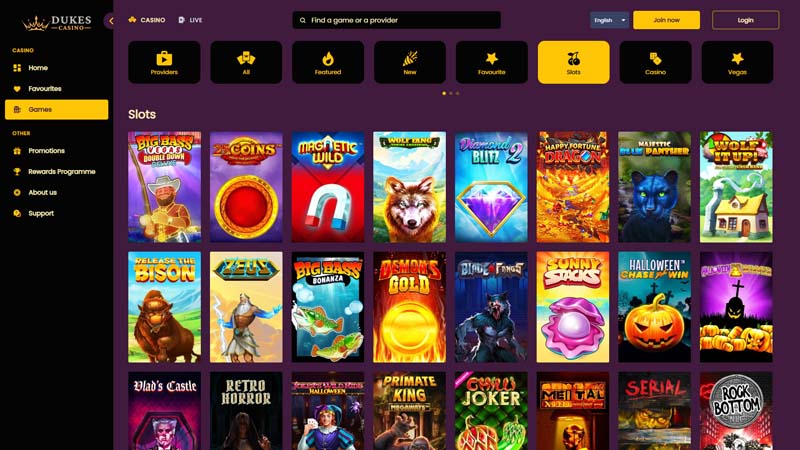 dukescasino slots screenshot