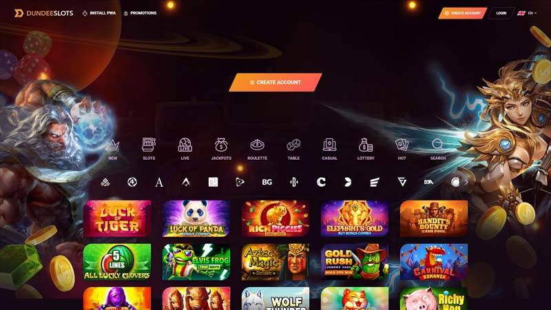 dundeeslots lobby screenshot