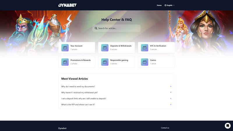dynabet support screenshot