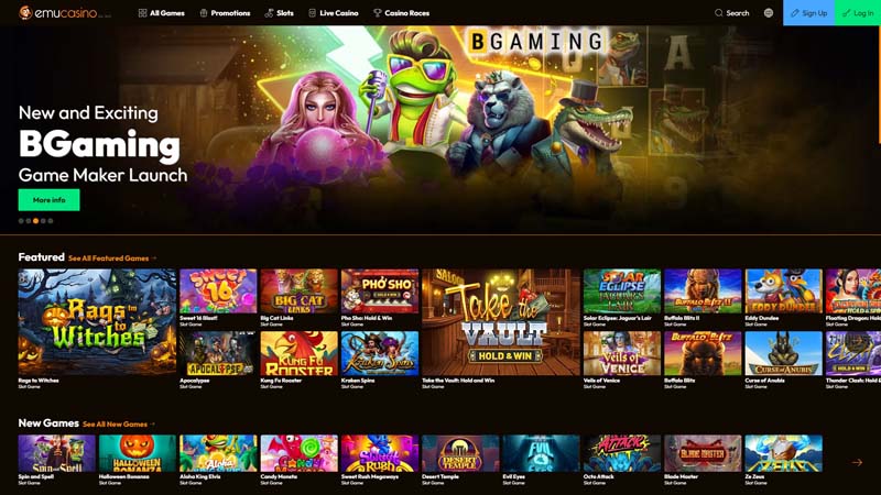 emucasino lobby screenshot