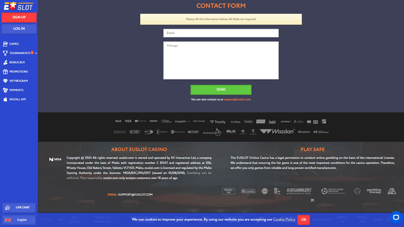 euslot-casino support screenshot