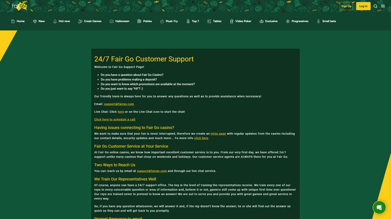 fair-go-casino support screenshot