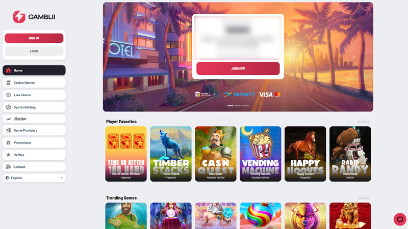 gamblii lobby screenshot