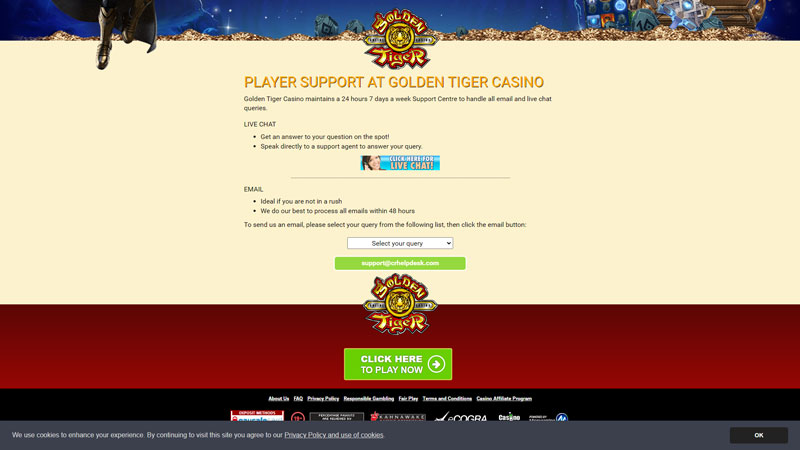 golden-tiger support screenshot