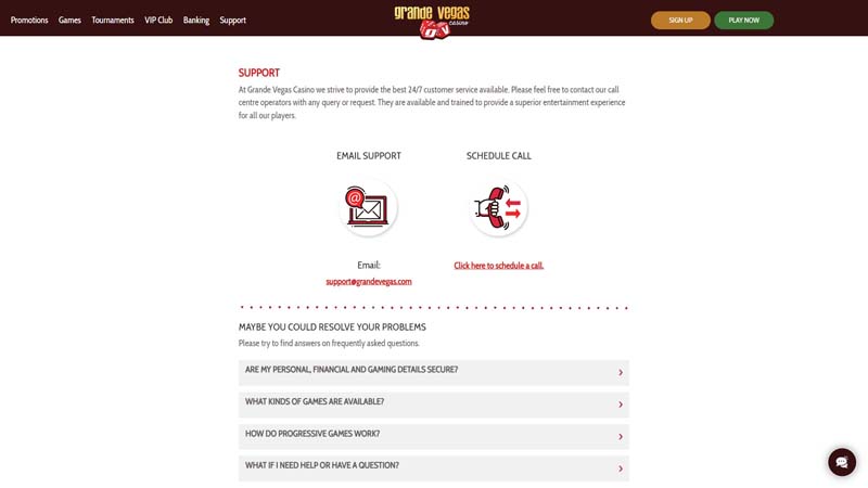Thumbnail grande-vegas-casino support