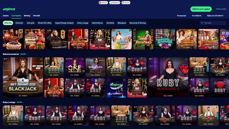hajper-casino live screenshot